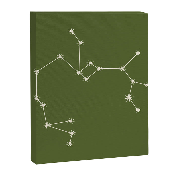 Sagittarius Zodiac Star Constellation Line Art Olive Green Canvas Print Gallery Image 1