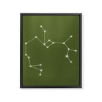Sagittarius Zodiac Star Constellation Line Art Olive Green Framed Canvas Print Gallery Image 8