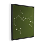 Sagittarius Zodiac Star Constellation Line Art Olive Green Framed Canvas Print Gallery Image 2