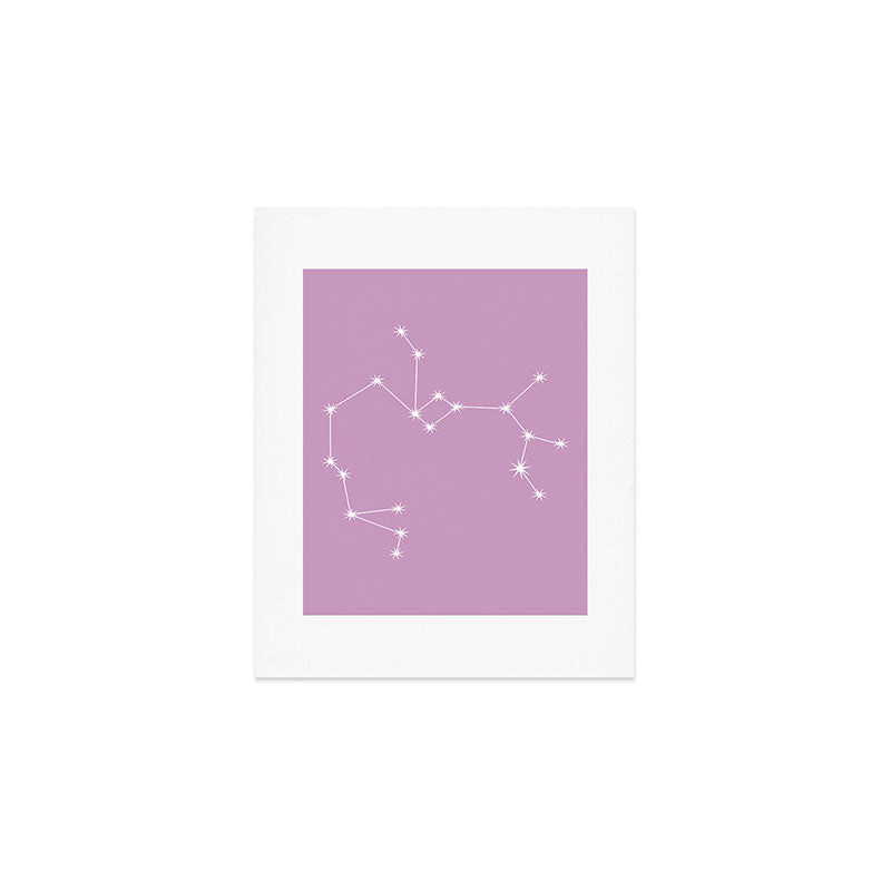 Sagittarius Zodiac Star Constellation Line Art Pastel Lilac Art Print Gallery Image 1