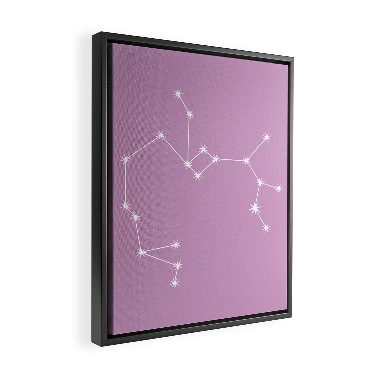 Sagittarius Zodiac Star Constellation Line Art Pastel Lilac Framed Canvas Print Gallery Image 2