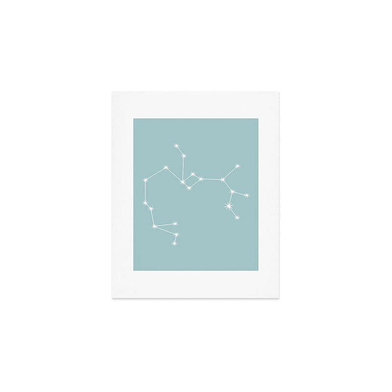 Sagittarius Zodiac Star Constellation Line Art Pastel Teal Art Print Gallery Image 1