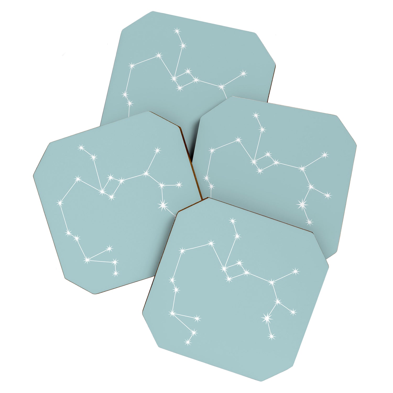Sagittarius Zodiac Star Constellation Line Art Pastel Teal Coaster Gallery Image 1