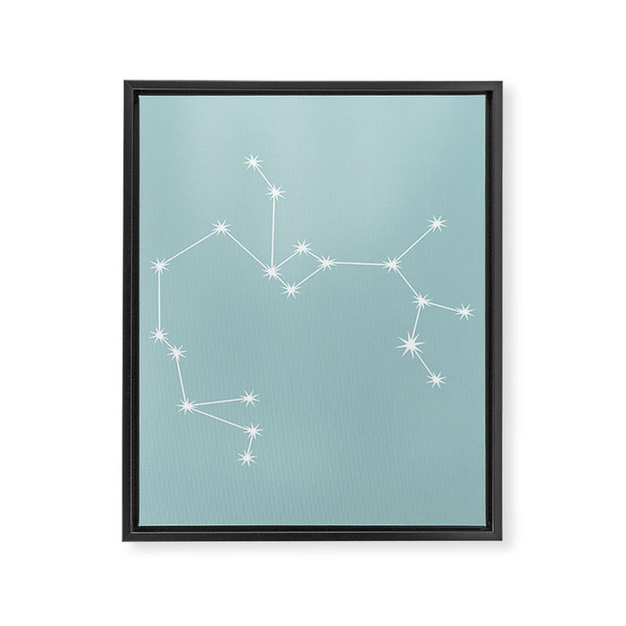 Sagittarius Zodiac Star Constellation Line Art Pastel Teal Framed Canvas Print Gallery Image 1