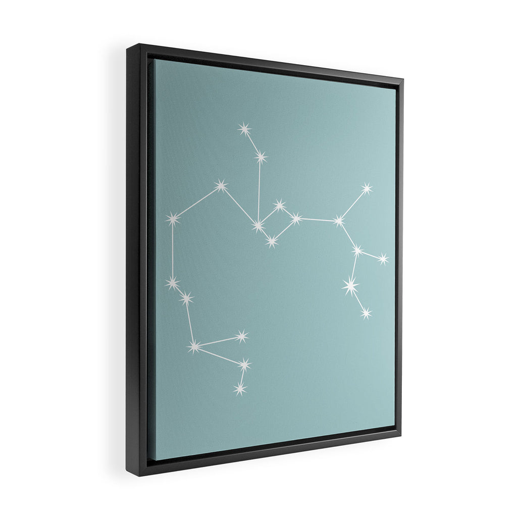 Sagittarius Zodiac Star Constellation Line Art Pastel Teal Framed Canvas Print Gallery Image 2