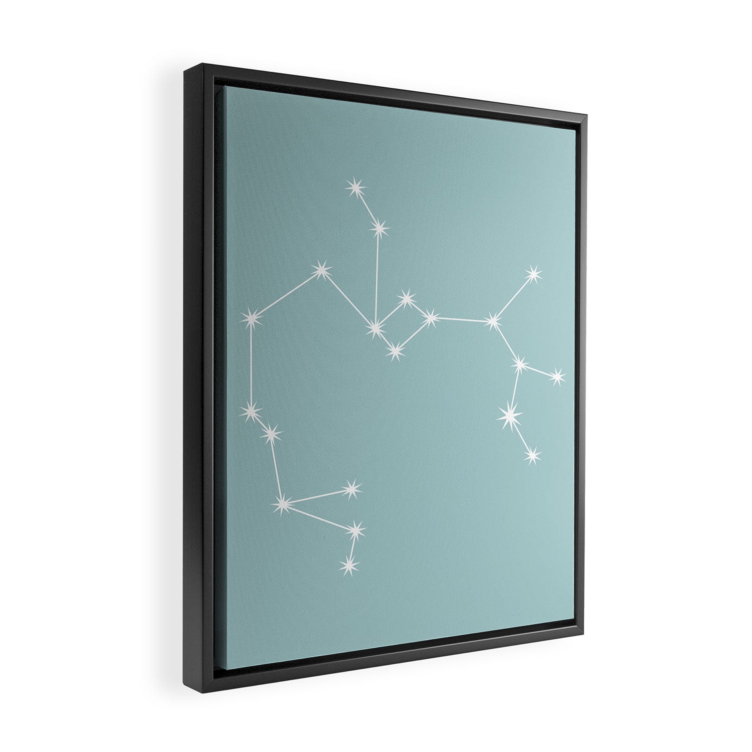 Sagittarius Zodiac Star Constellation Line Art Pastel Teal Framed Canvas Print Gallery Image 2