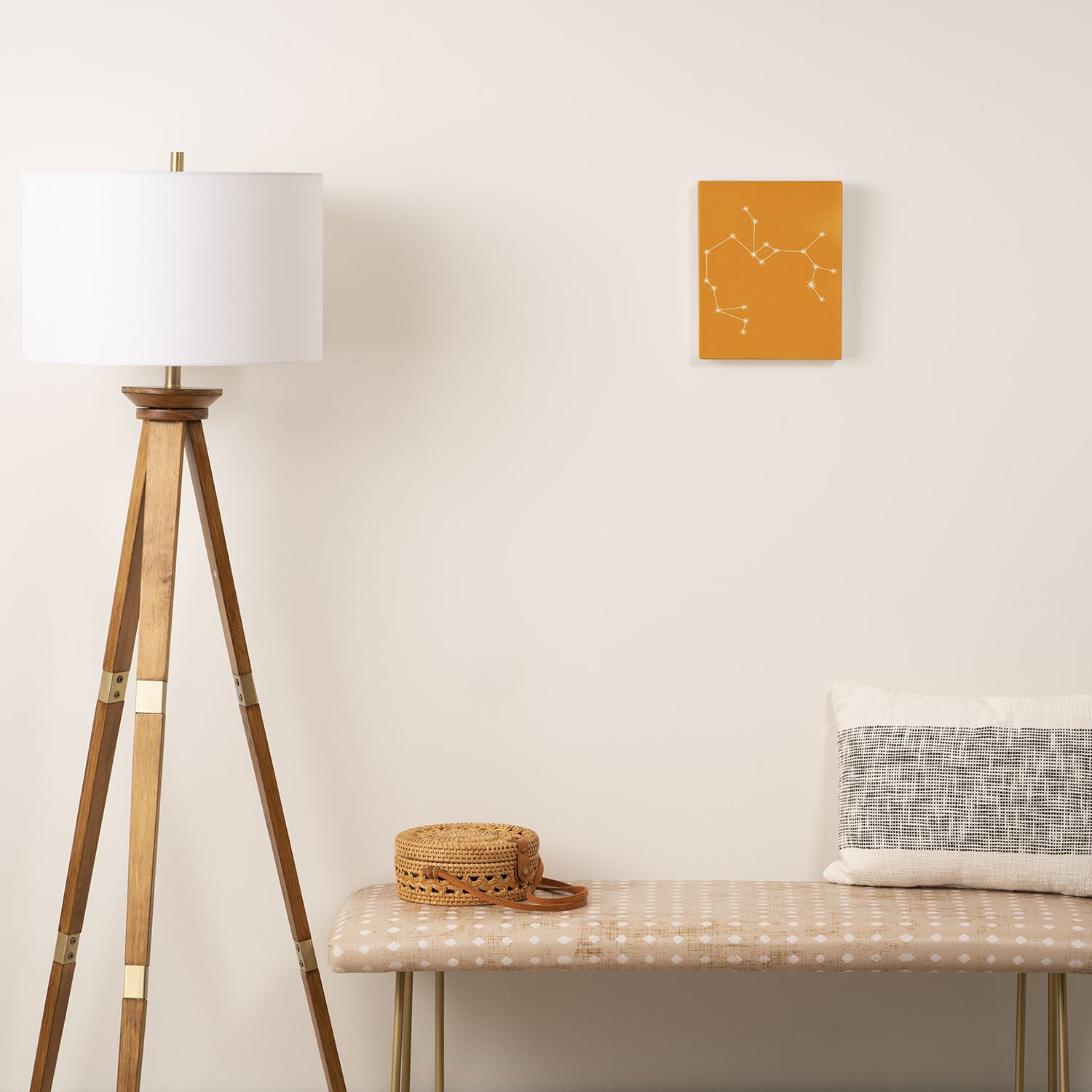 Sagittarius Zodiac Star Constellation Line Art Peach Orange Canvas Print Gallery Image 2