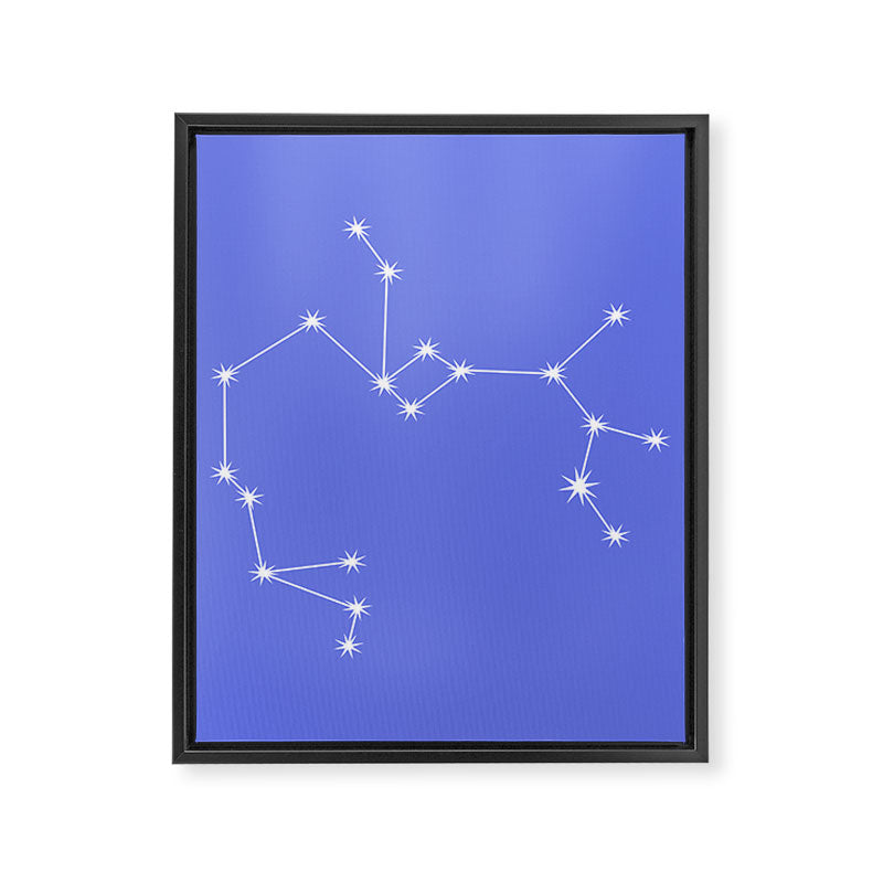 Sagittarius Zodiac Star Constellation Line Art Periwinkle Purple Framed Canvas Print Gallery Image 8