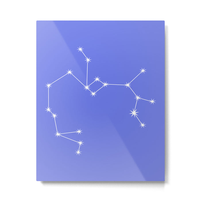 Sagittarius Zodiac Star Constellation Line Art Periwinkle Purple Metal Print Gallery Image 1