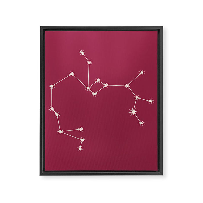 Sagittarius Zodiac Star Constellation Line Art Pink Framed Canvas Print Gallery Image 1