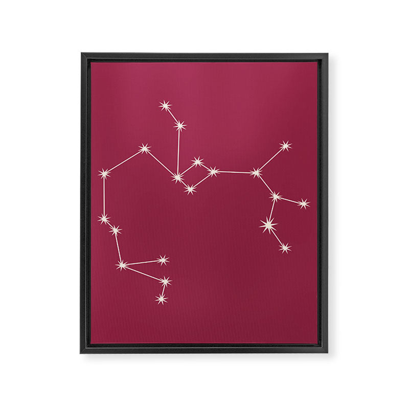 Sagittarius Zodiac Star Constellation Line Art Pink Framed Canvas Print Gallery Image 8