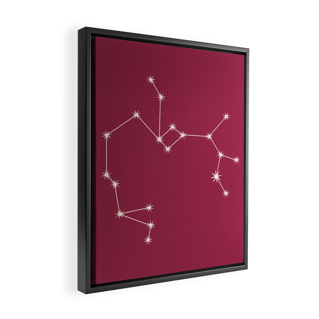 Sagittarius Zodiac Star Constellation Line Art Pink Framed Canvas Print Gallery Image 2
