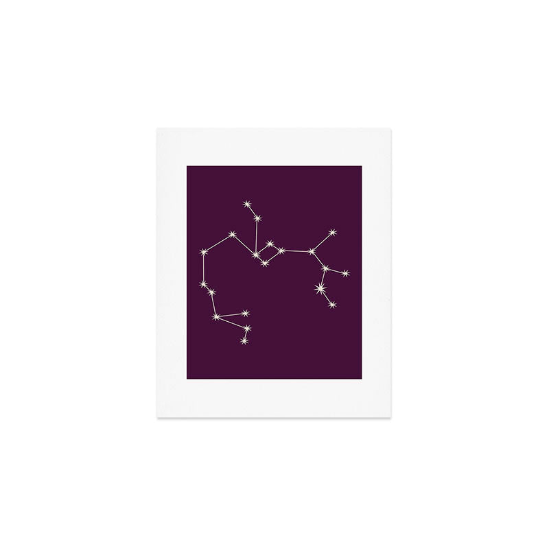 Sagittarius Zodiac Star Constellation Line Art Plum Purple Art Print Gallery Image 1