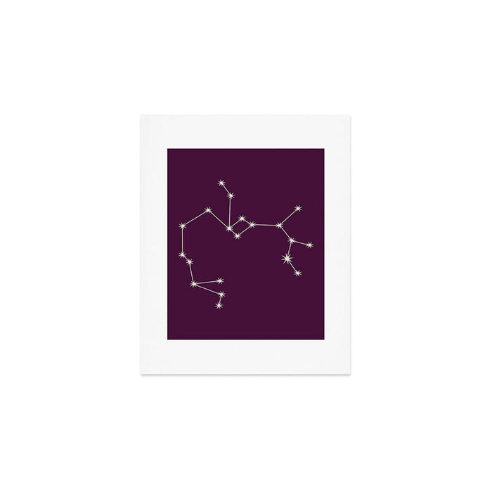 Sagittarius Zodiac Star Constellation Line Art Plum Purple Art Print Gallery Image 1
