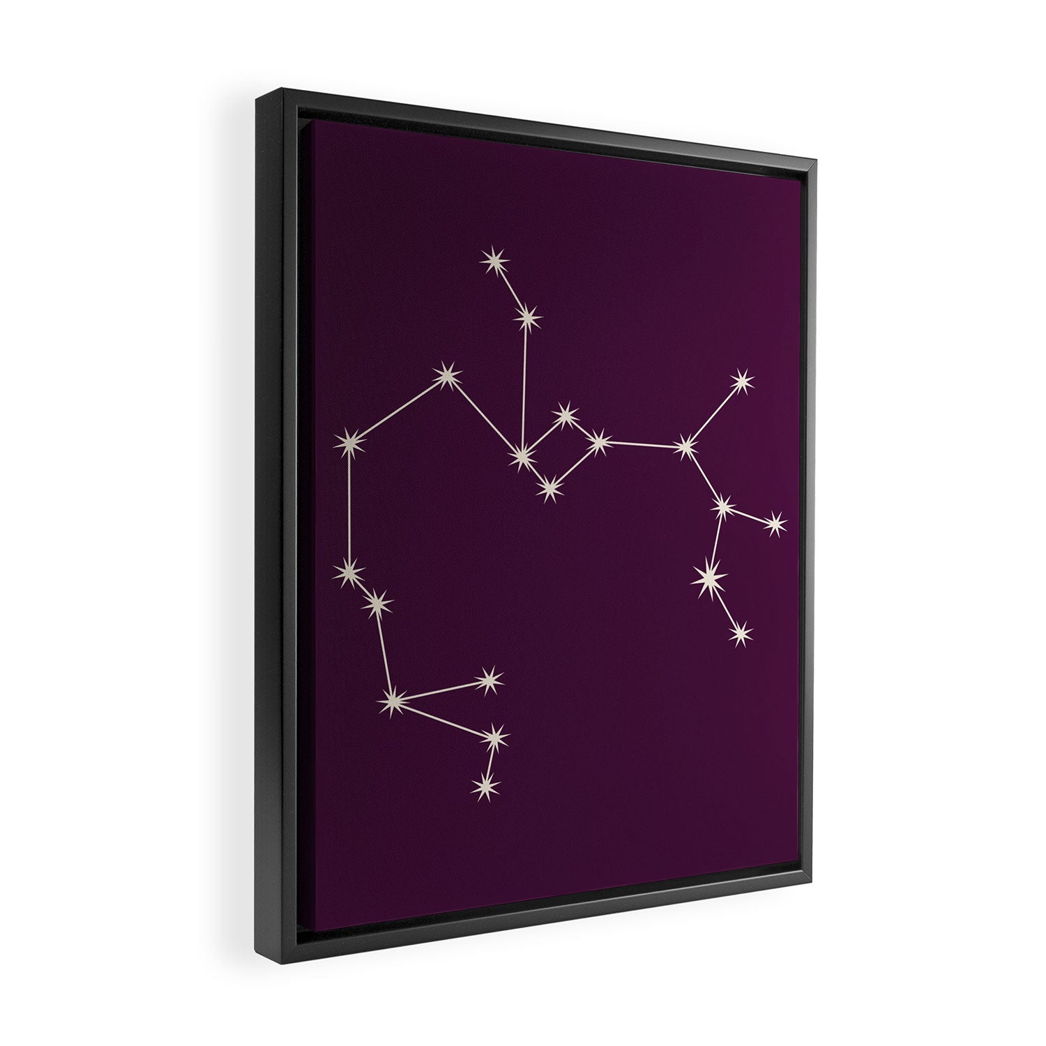 Sagittarius Zodiac Star Constellation Line Art Plum Purple Framed Canvas Print Gallery Image 2
