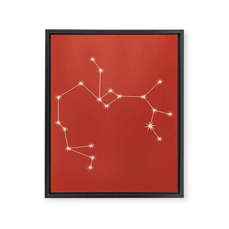 Sagittarius Zodiac Star Constellation Line Art Red Framed Canvas Print Gallery Image 8