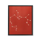 Sagittarius Zodiac Star Constellation Line Art Red Framed Canvas Print Gallery Image 8