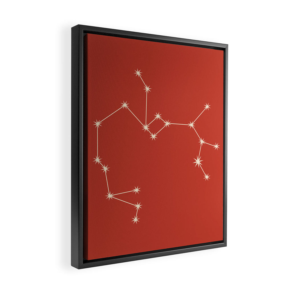 Sagittarius Zodiac Star Constellation Line Art Red Framed Canvas Print Gallery Image 2