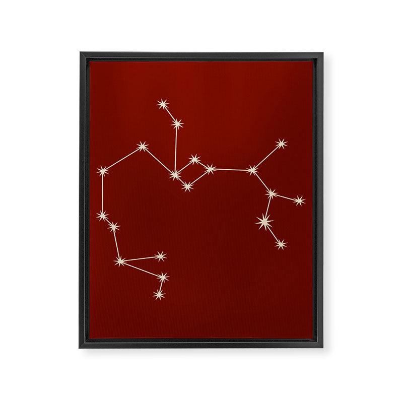 Sagittarius Zodiac Star Constellation Line Art Ruby Red Framed Canvas Print Gallery Image 8