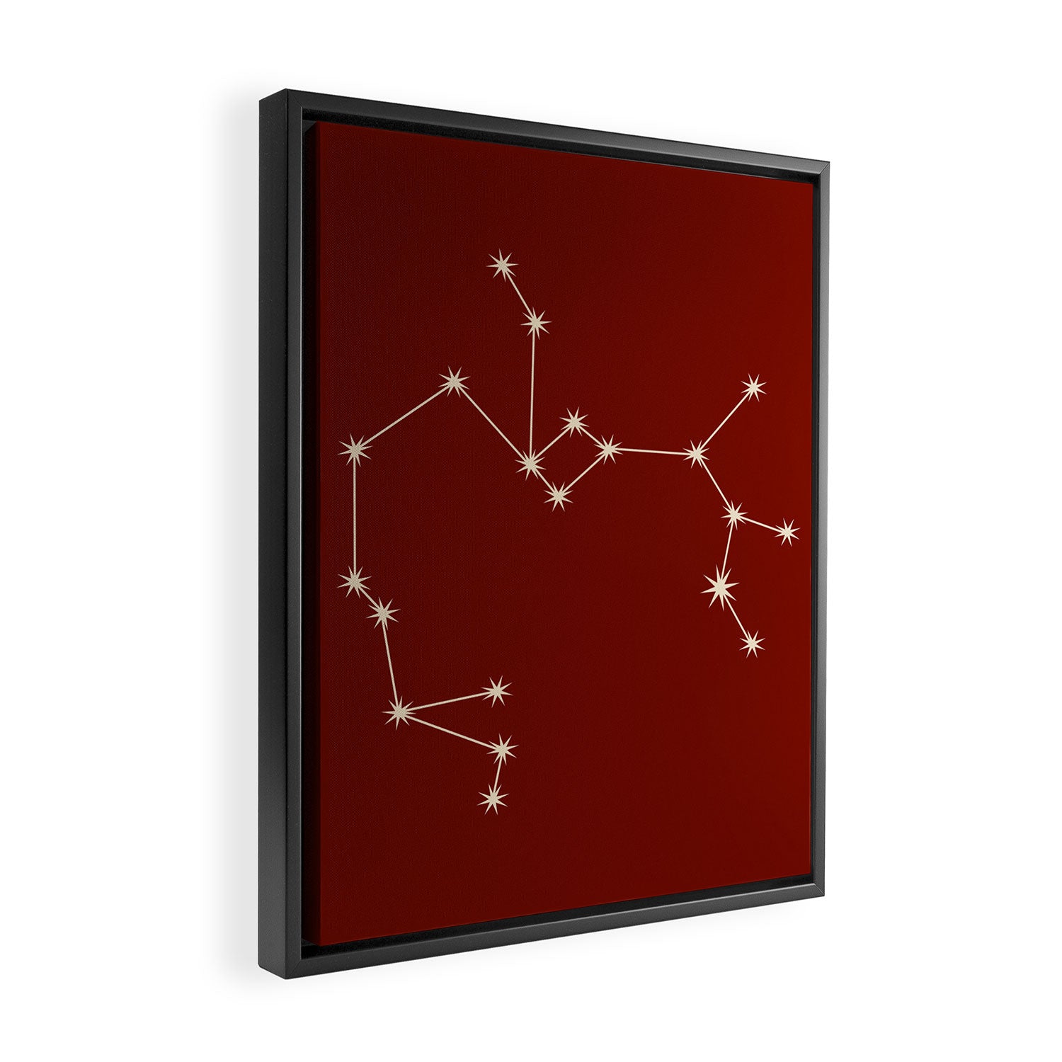 Sagittarius Zodiac Star Constellation Line Art Ruby Red Framed Canvas Print Gallery Image 2