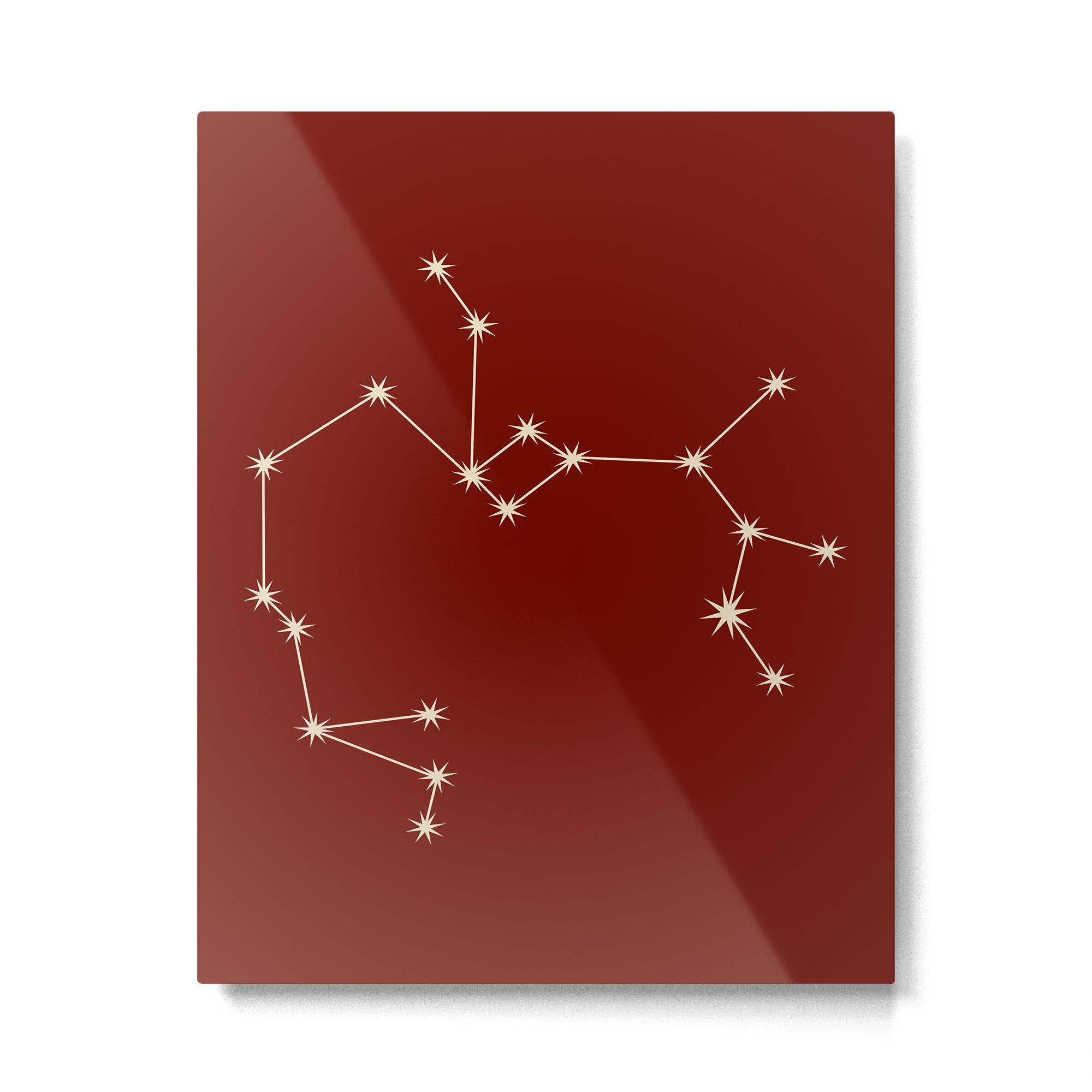 Sagittarius Zodiac Star Constellation Line Art Ruby Red Metal Print Gallery Image 6
