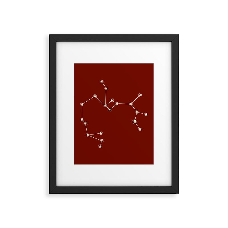 Sagittarius Zodiac Star Constellation Line Art Ruby Red Framed Art Print Gallery Image 6
