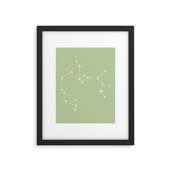 Sagittarius Zodiac Star Constellation Line Art Soft Green Framed Art Print Gallery Image 1
