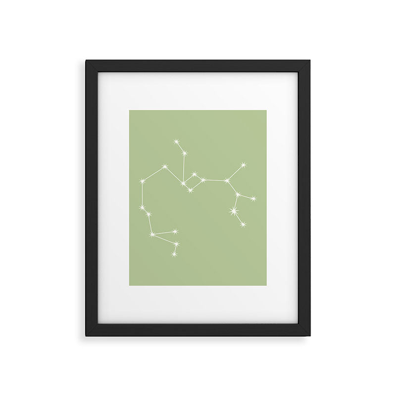 Sagittarius Zodiac Star Constellation Line Art Soft Green Framed Art Print Gallery Image 6