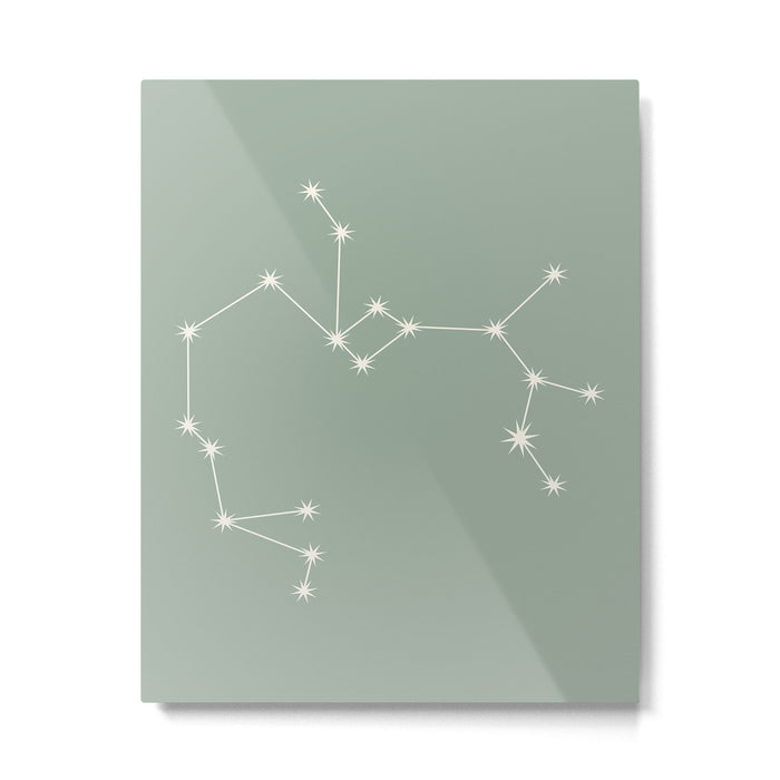 Sagittarius Zodiac Star Constellation Line Art Soft Sage Metal Print Gallery Image 1