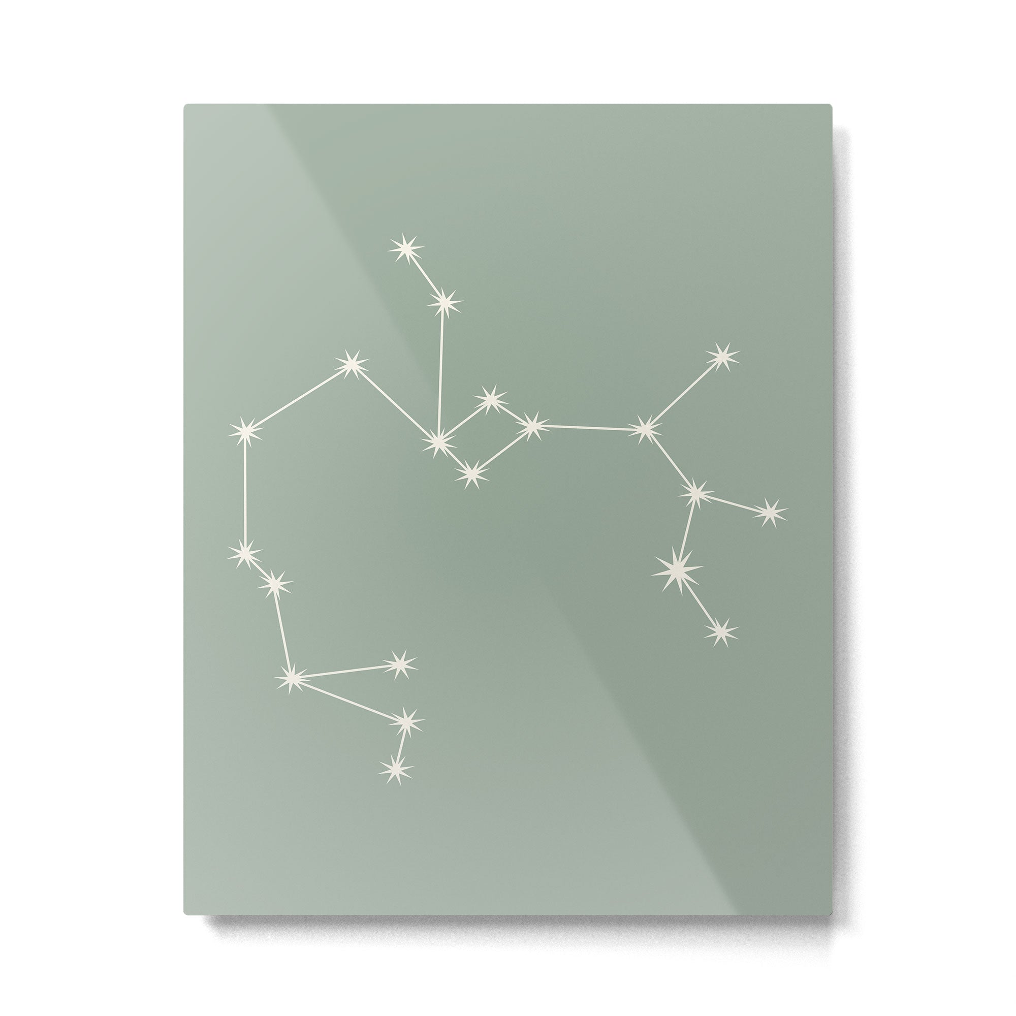 Sagittarius Zodiac Star Constellation Line Art Soft Sage Metal Print Gallery Image 6