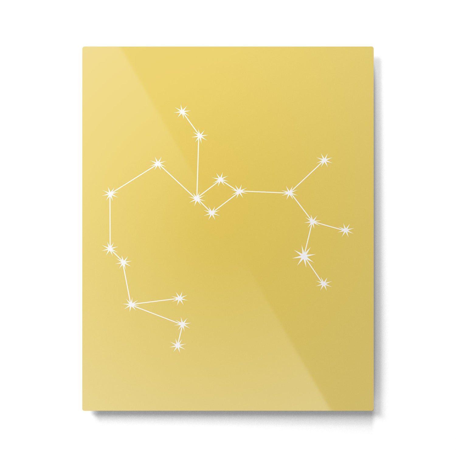 Sagittarius Zodiac Star Constellation Line Art Soft Yellow Metal Print Gallery Image 6