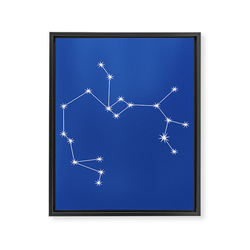 Sagittarius Zodiac Star Constellation Line Art Vibrant Blue Framed Canvas Print Gallery Image 8