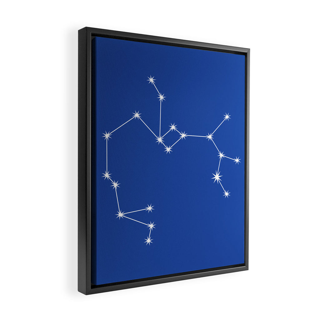 Sagittarius Zodiac Star Constellation Line Art Vibrant Blue Framed Canvas Print Gallery Image 2