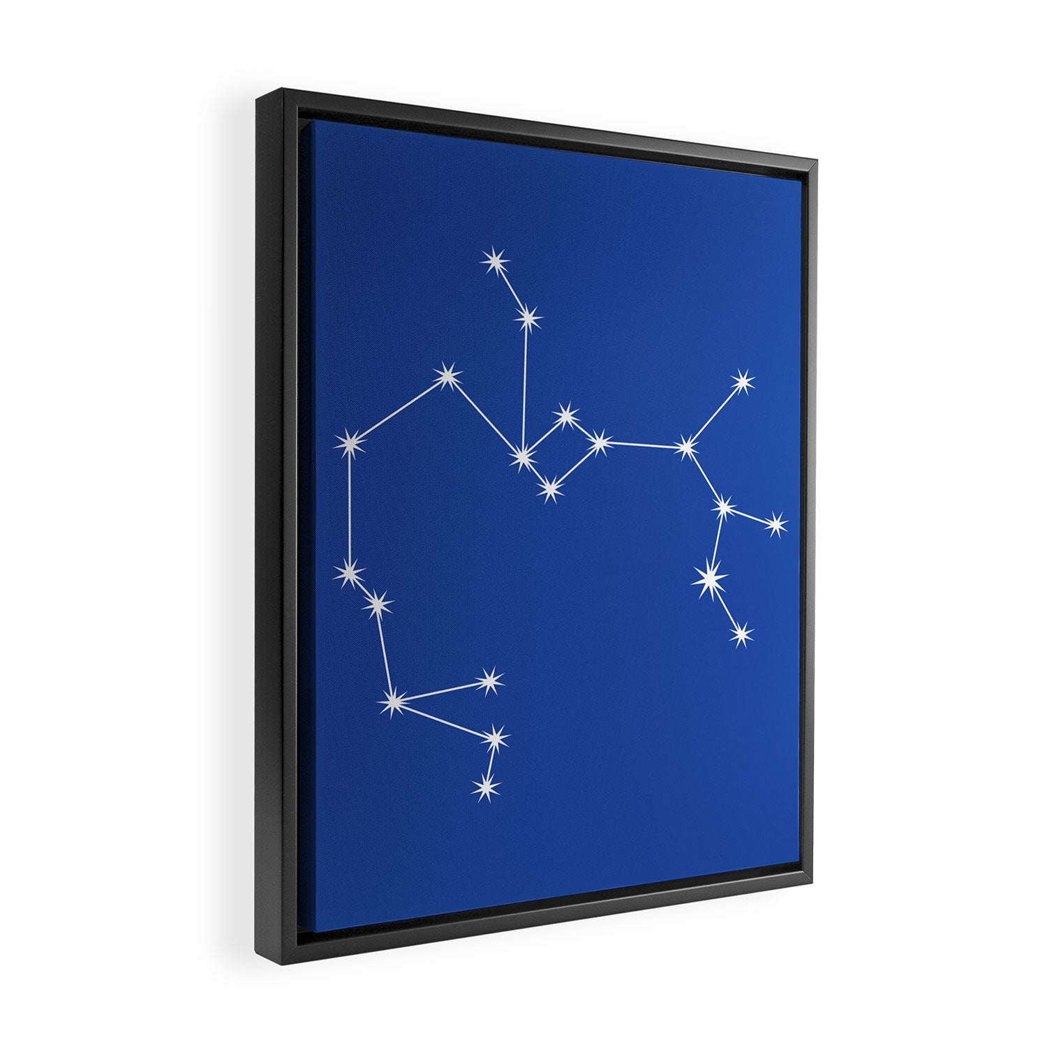 Sagittarius Zodiac Star Constellation Line Art Vibrant Blue Framed Canvas Print Gallery Image 2