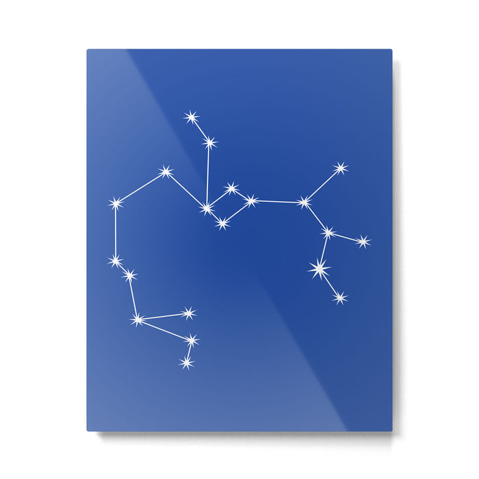 Sagittarius Zodiac Star Constellation Line Art Vibrant Blue Metal Print Gallery Image 1