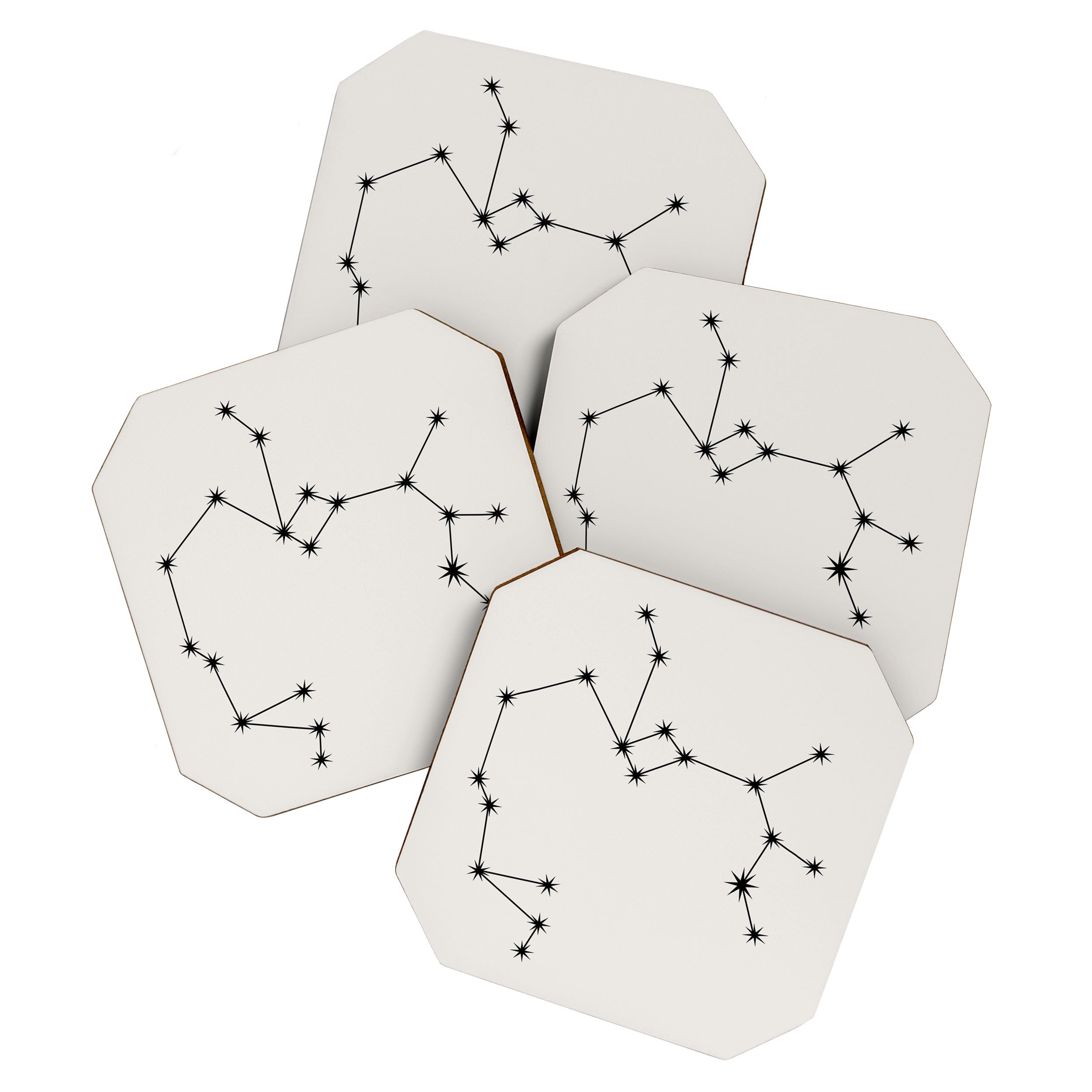 Sagittarius Zodiac Star Constellation Line Art White Coaster Gallery Image 1