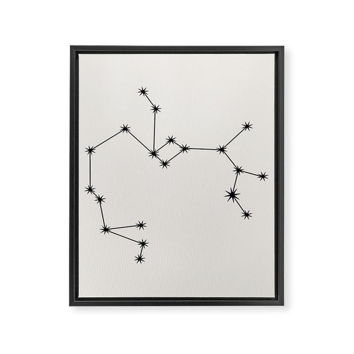 Sagittarius Zodiac Star Constellation Line Art White Framed Canvas Print Gallery Image 1