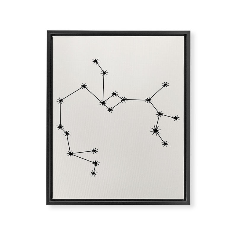 Sagittarius Zodiac Star Constellation Line Art White Framed Canvas Print Gallery Image 8
