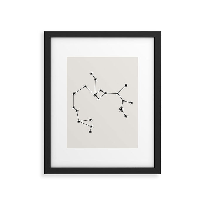 Sagittarius Zodiac Star Constellation Line Art White Framed Art Print Gallery Image 1
