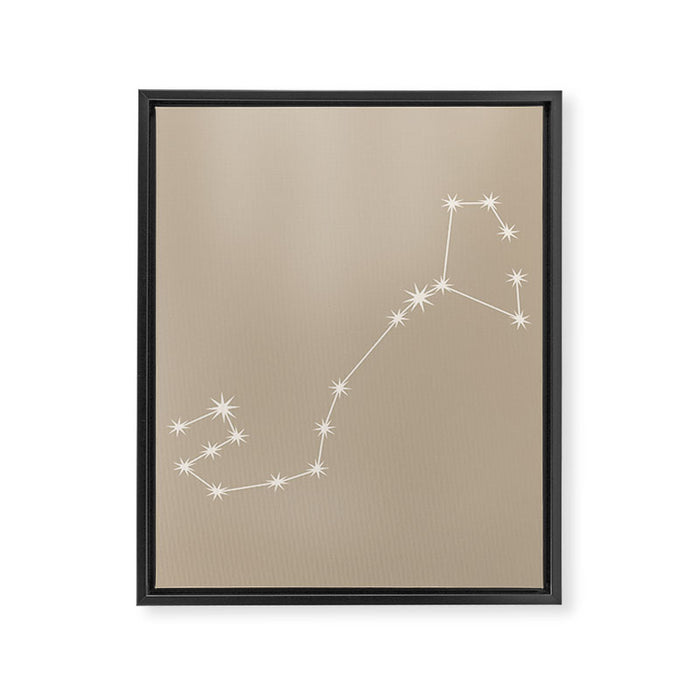 Scorpio Zodiac Star Constellation Line Art Beige Framed Canvas Print Gallery Image 1