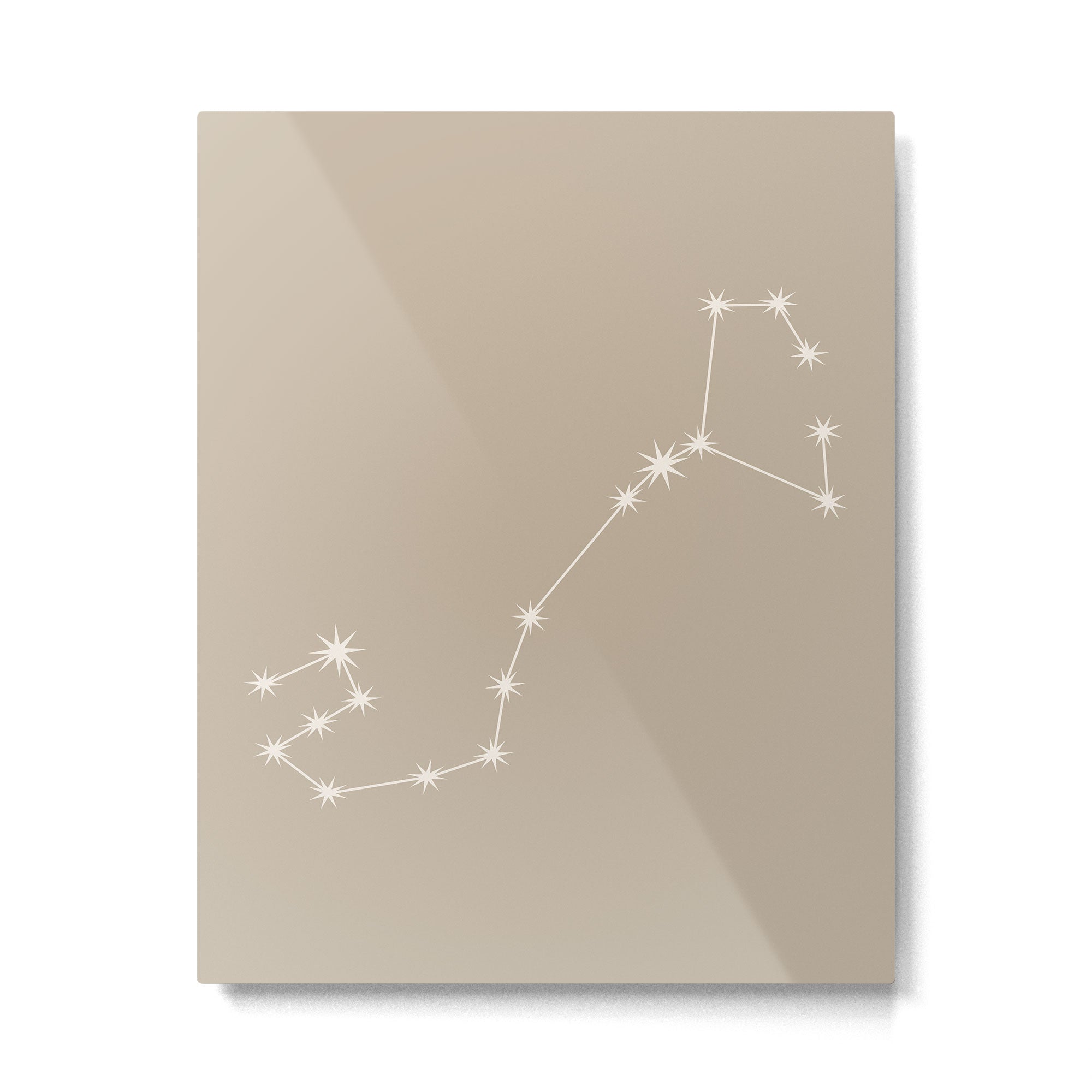 Scorpio Zodiac Star Constellation Line Art Beige Metal Print Gallery Image 6