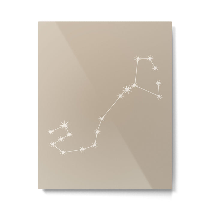 Scorpio Zodiac Star Constellation Line Art Beige Metal Print Gallery Image 1