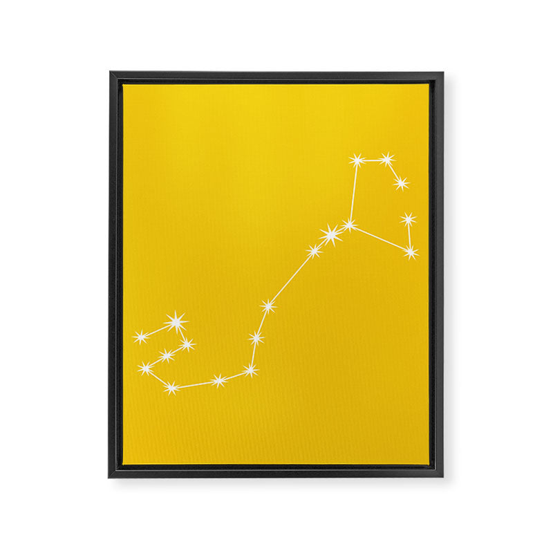 Scorpio Zodiac Star Constellation Line Art Bright Yellow Framed Canvas Print Gallery Image 8