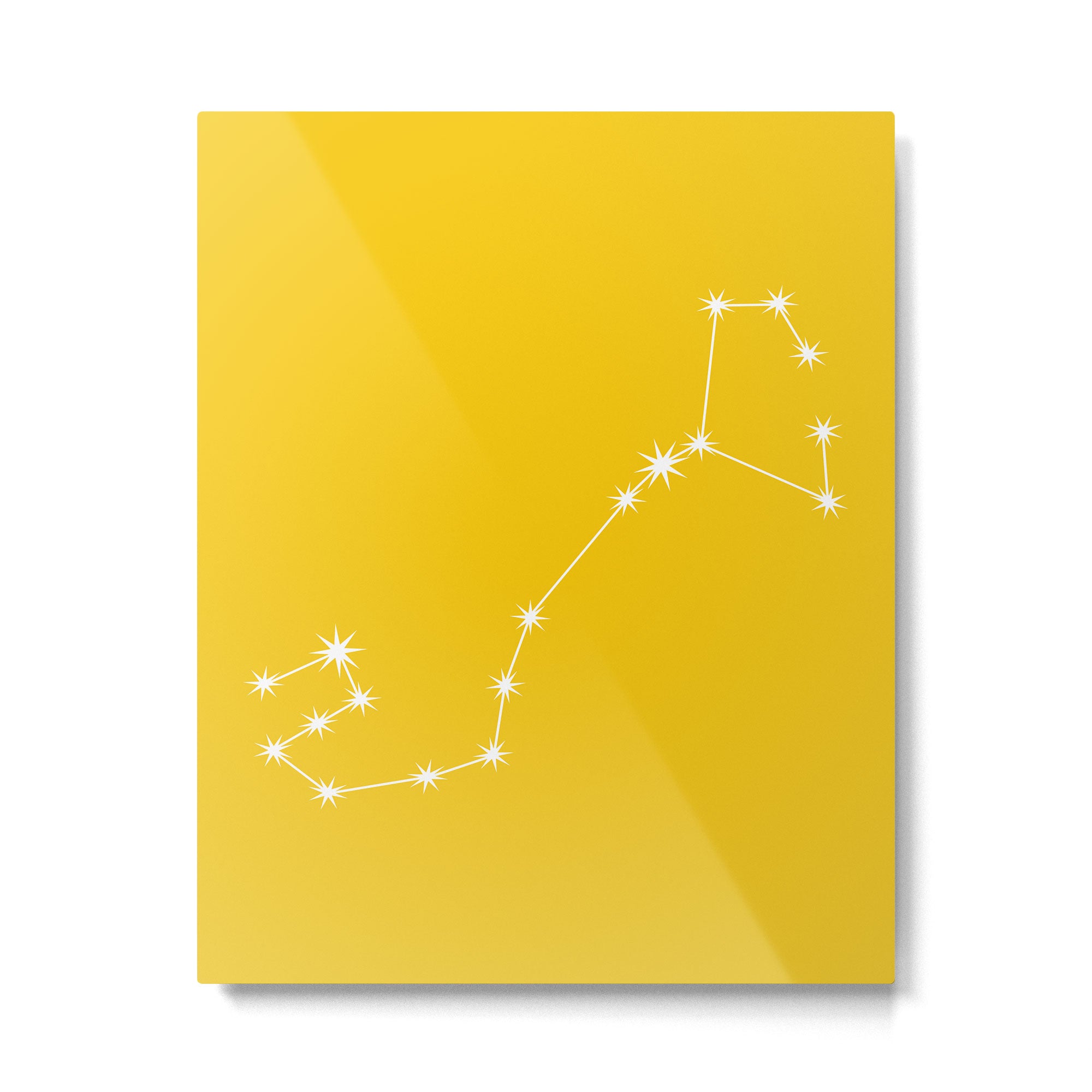 Scorpio Zodiac Star Constellation Line Art Bright Yellow Metal Print Gallery Image 6