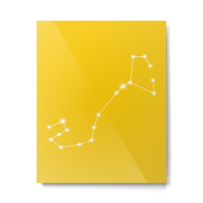 Scorpio Zodiac Star Constellation Line Art Bright Yellow Metal Print Gallery Image 1