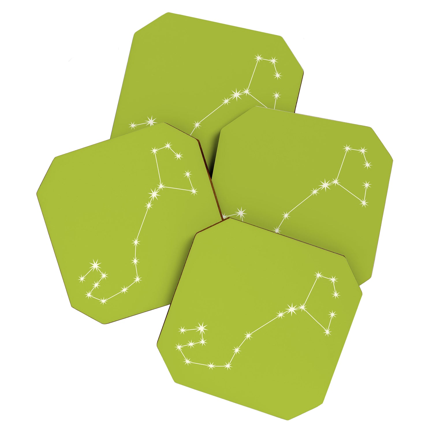 Scorpio Zodiac Star Constellation Line Art Chartreuse Green Coaster Gallery Image 1