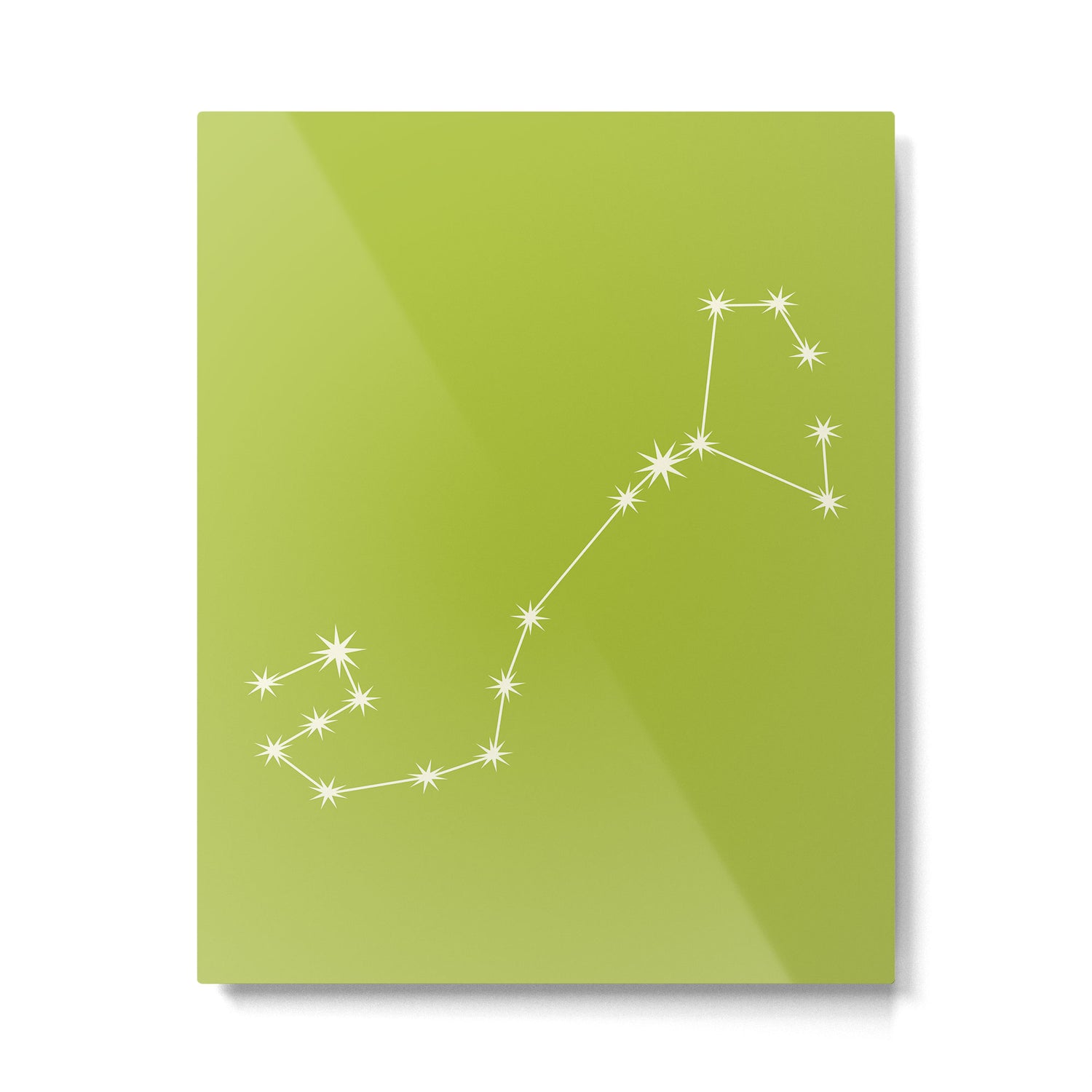Scorpio Zodiac Star Constellation Line Art Chartreuse Green Metal Print Gallery Image 6