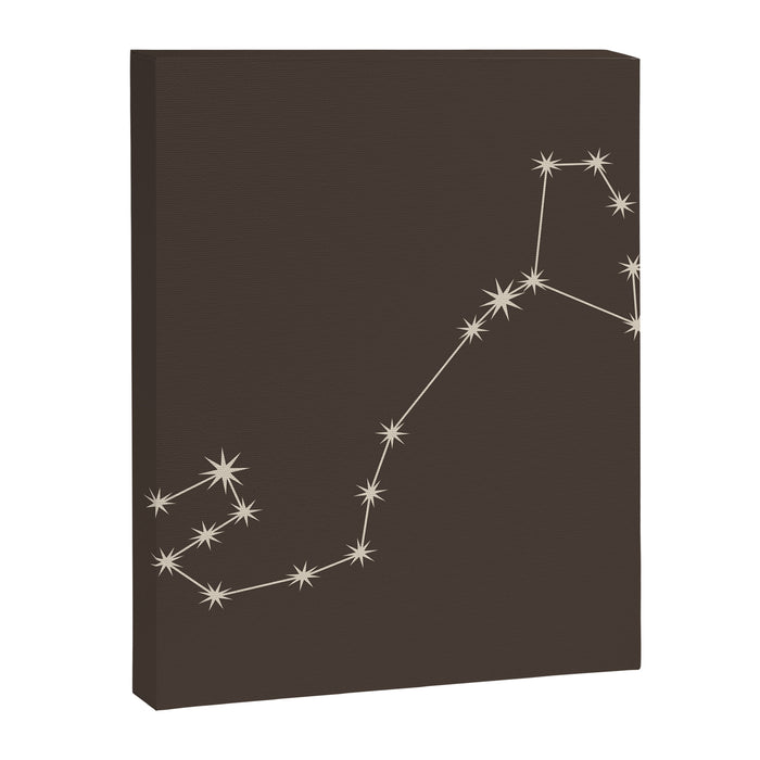 Scorpio Zodiac Star Constellation Line Art Coffee Brown Canvas Print Gallery Image 1