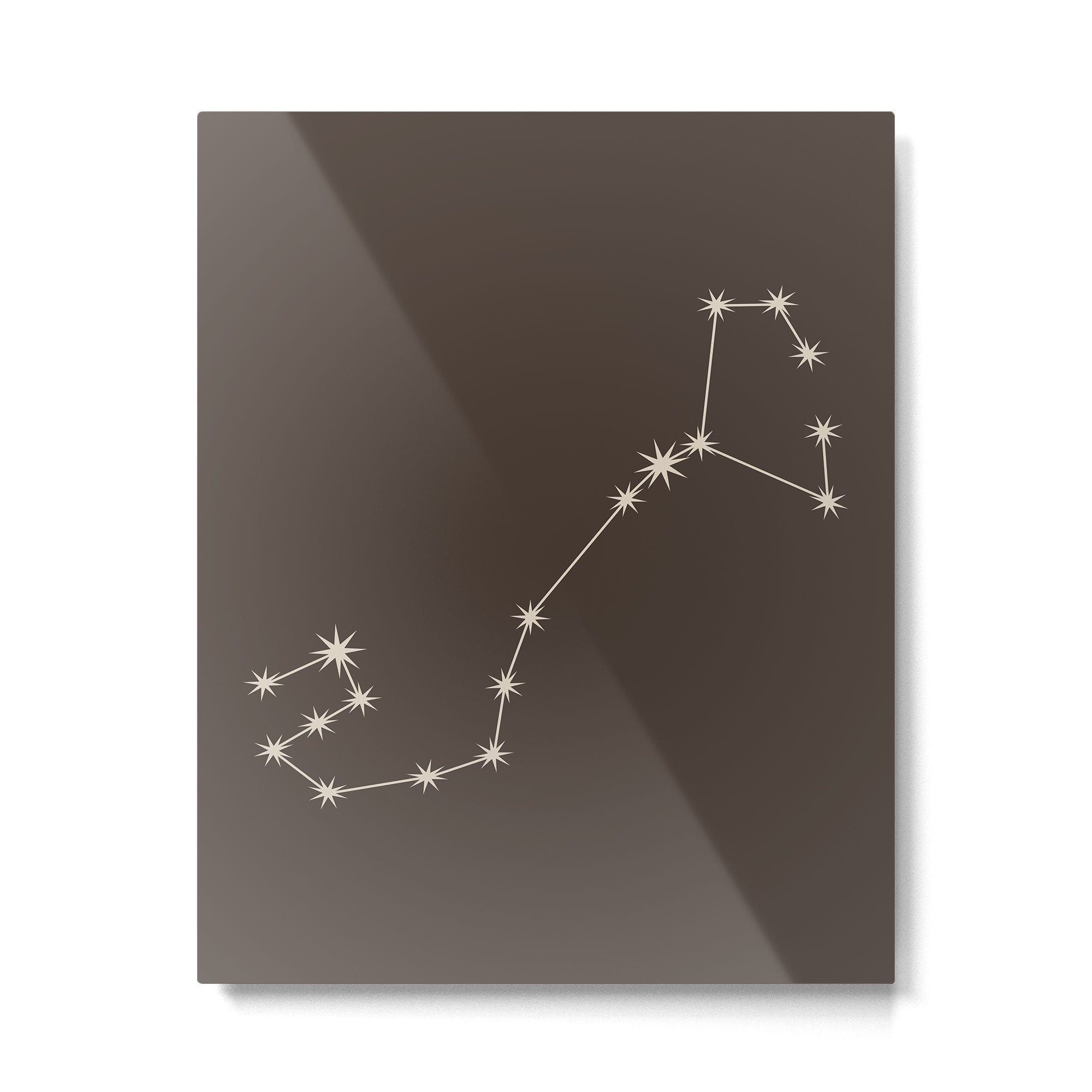 Scorpio Zodiac Star Constellation Line Art Coffee Brown Metal Print Gallery Image 6