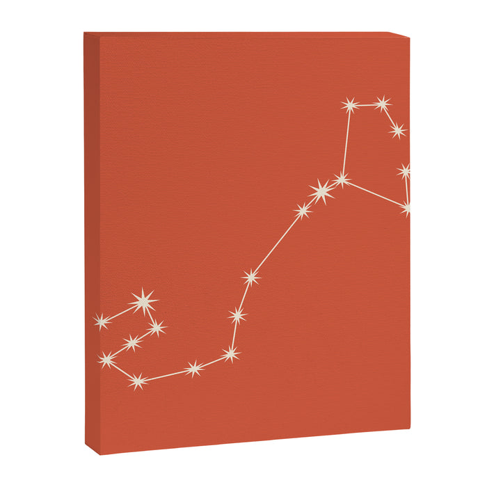 Scorpio Zodiac Star Constellation Line Art Coral Red Canvas Print Gallery Image 1